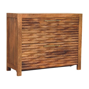 Amber Wavefront Cabinet | Solid Mango Wood | Amber Finish | Textured Storage Cupboard