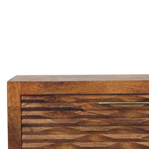 Amber Wavefront Cabinet | Solid Mango Wood | Amber Finish | Textured Storage Cupboard