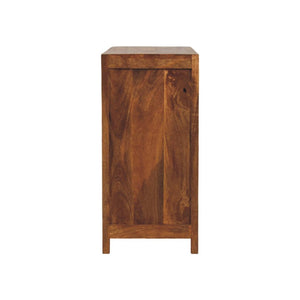 Amber Wavefront Cabinet | Solid Mango Wood | Amber Finish | Textured Storage Cupboard