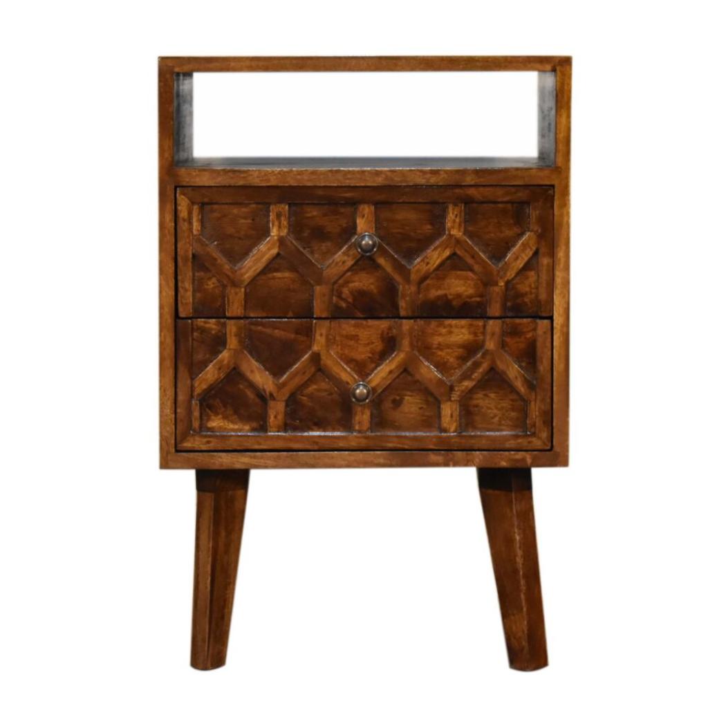 Amouri Bedside Table | Contemporary Storage | Compact Bedroom Design
