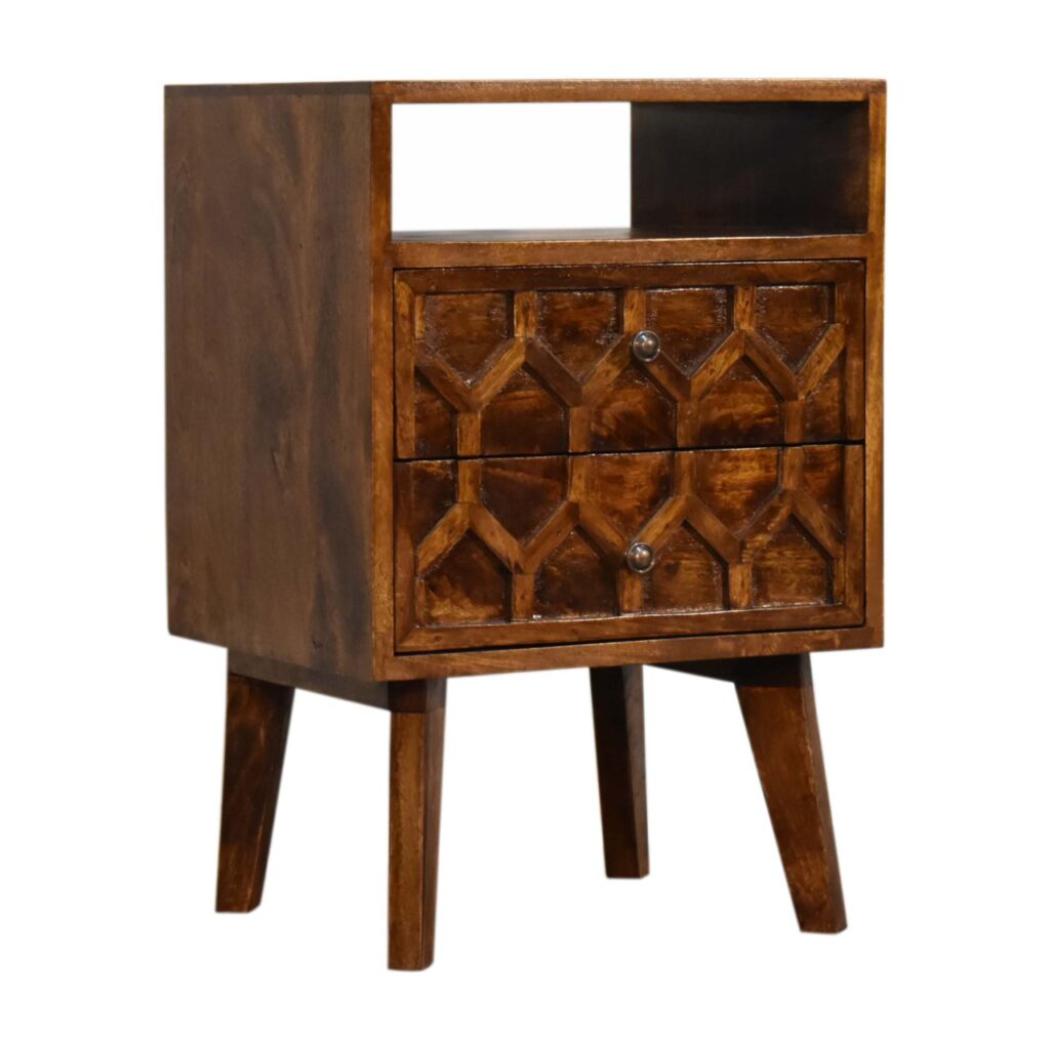 Amouri Bedside Table | Contemporary Storage | Compact Bedroom Design
