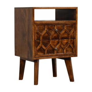 Amouri Bedside Table | Contemporary Storage | Compact Bedroom Design