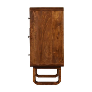 Arc Curved Chest of Drawers | Solid Mango Wood | Chestnut Finish | 3 Drawers