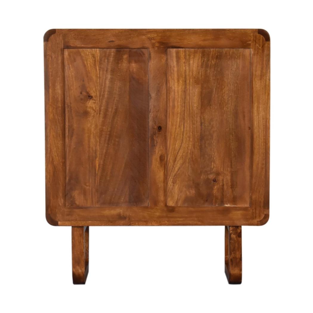 Arc Curved Chest of Drawers | Solid Mango Wood | Chestnut Finish | 3 Drawers