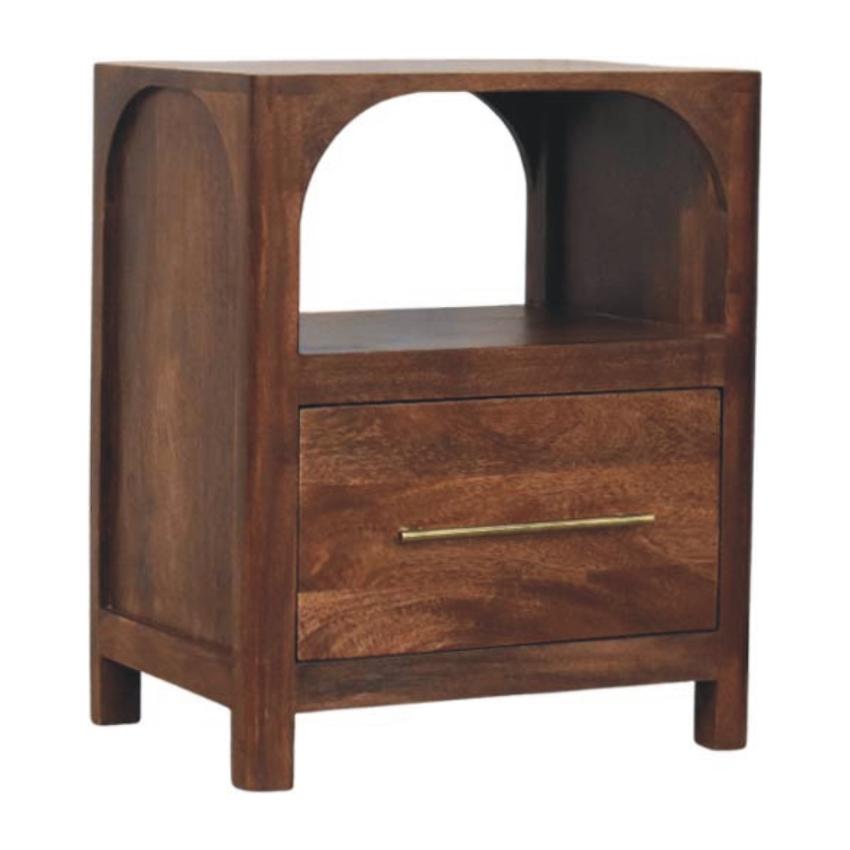 Arc-Line Bedside Table | Curved Bedroom Nightstand | Modern Timber Look