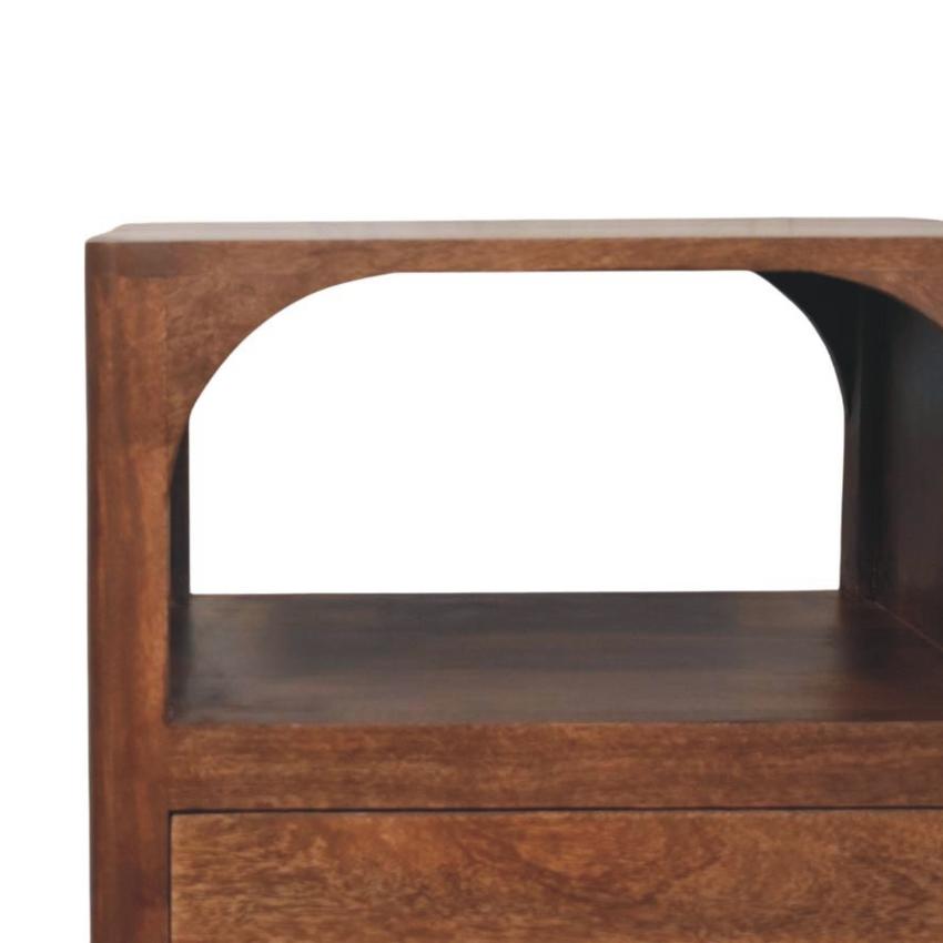 Arc-Line Bedside Table | Curved Bedroom Nightstand | Modern Timber Look