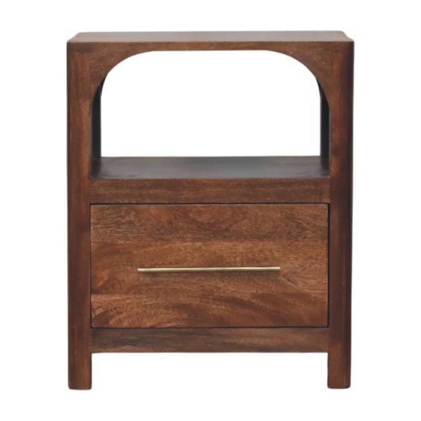 Arc-Line Bedside Table | Curved Bedroom Nightstand | Modern Timber Look