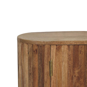 Arc Stripe Door Cabinet | Solid Mango Wood | Oak Finish | 2 Door Storage Cabinet
