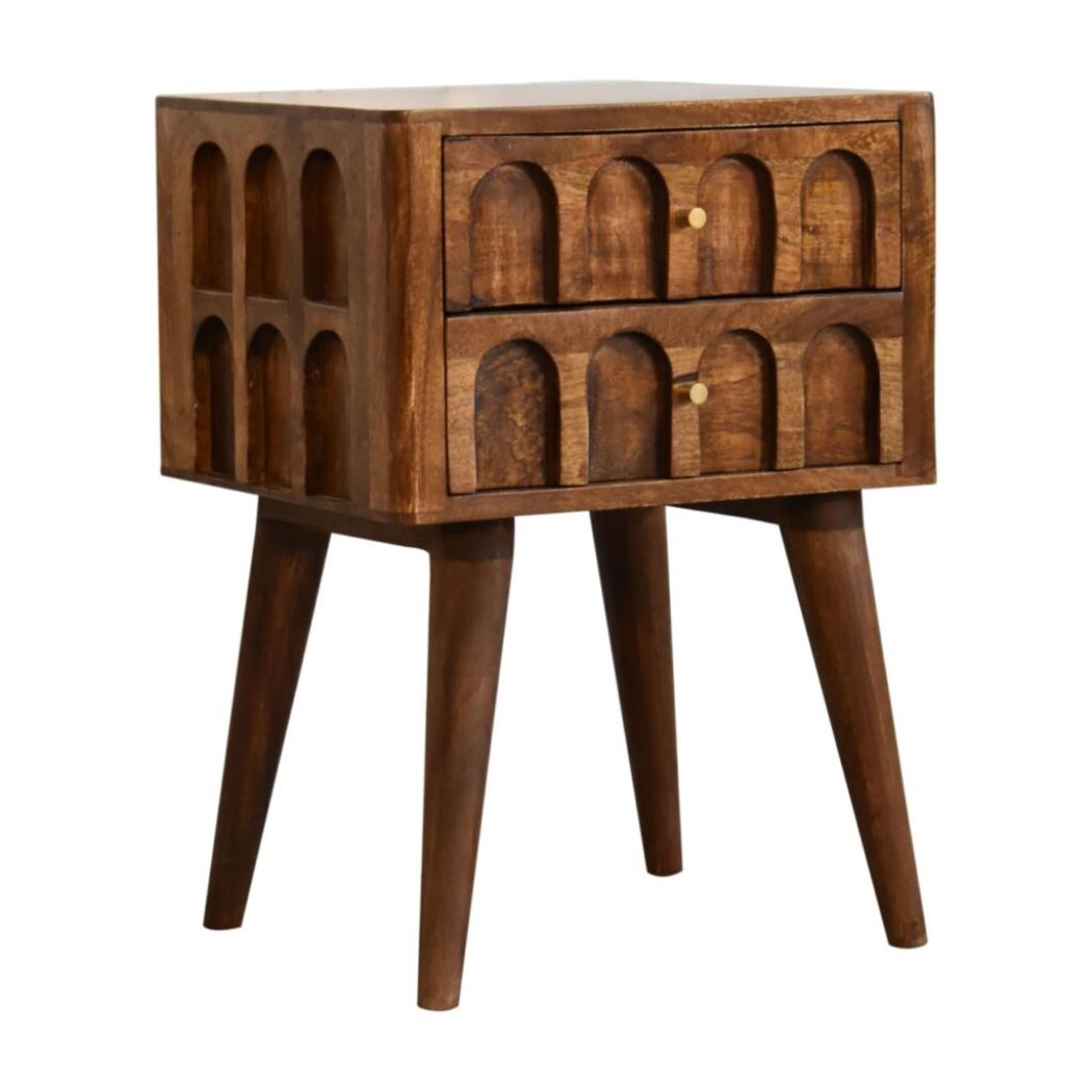 Arch Bedside Table | Chestnut Finish | Curved Bedroom Storage