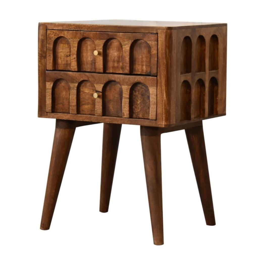 Arch Bedside Table | Chestnut Finish | Curved Bedroom Storage