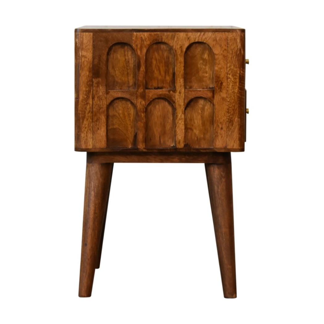 Arch Bedside Table | Chestnut Finish | Curved Bedroom Storage