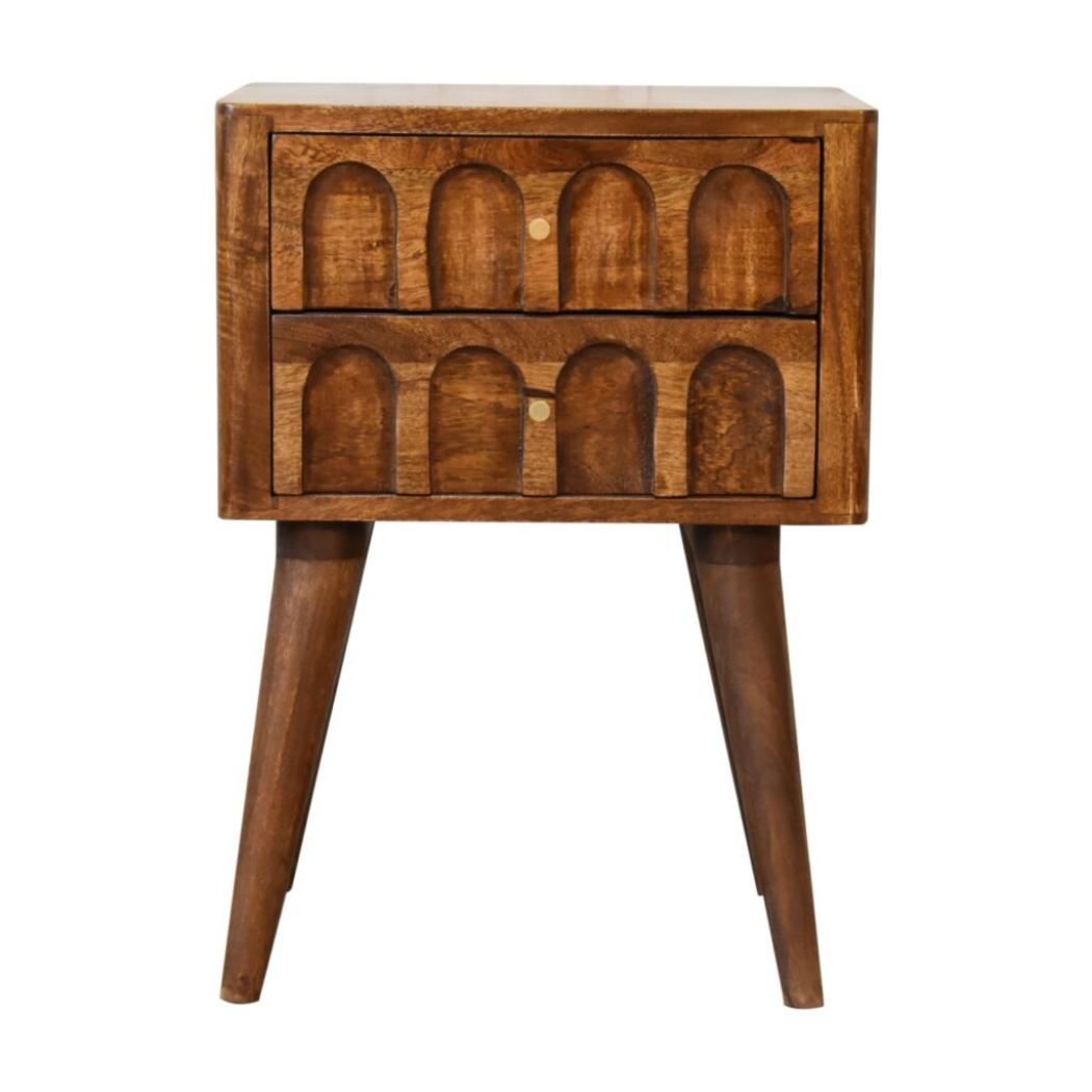 Arch Bedside Table | Chestnut Finish | Curved Bedroom Storage