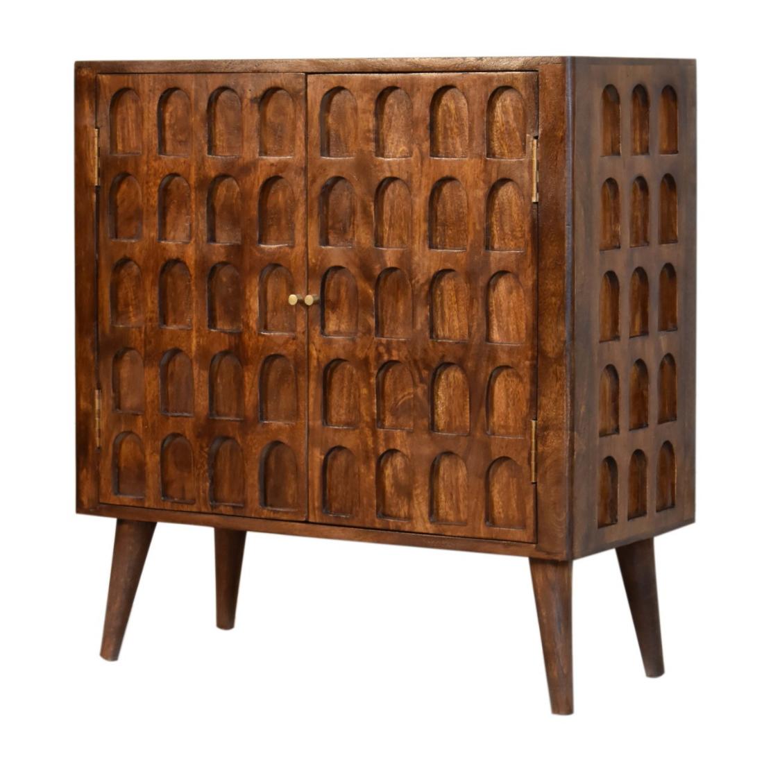 Arch Cabinet | Chestnut Finish | Curved Storage Design