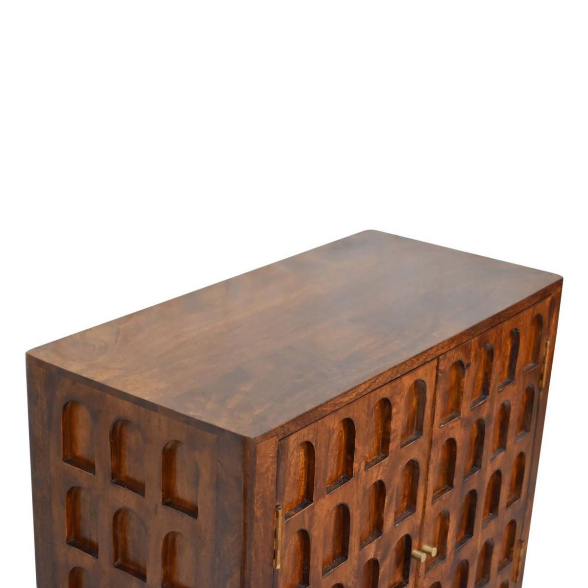 Arch Cabinet | Chestnut Finish | Curved Storage Design