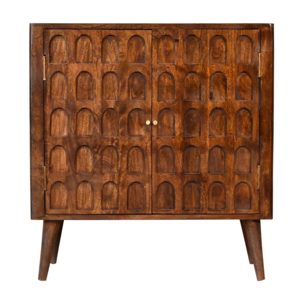 Arch Cabinet | Chestnut Finish | Curved Storage Design