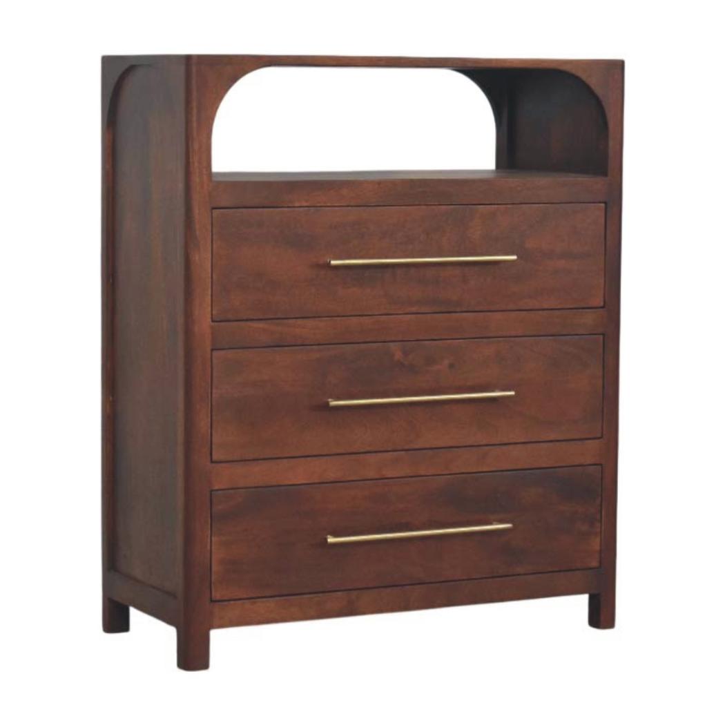 Arched Edge 3-Drawer Chest | Soft Arched Form | Bedroom Storage