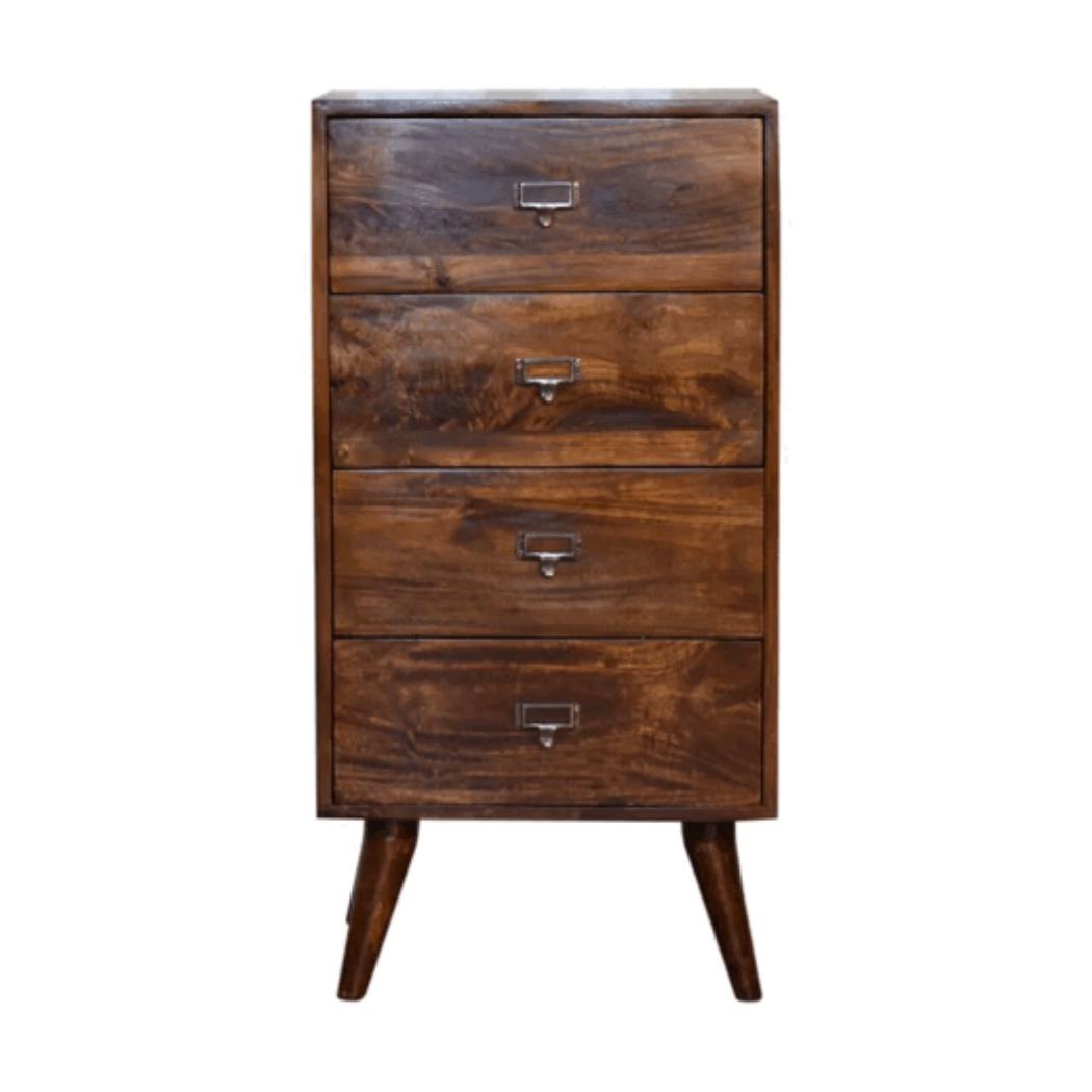 Archive Chestnut Filing Cabinet | Solid Mango Wood | Warm Timber Finish | Labelled Drawers