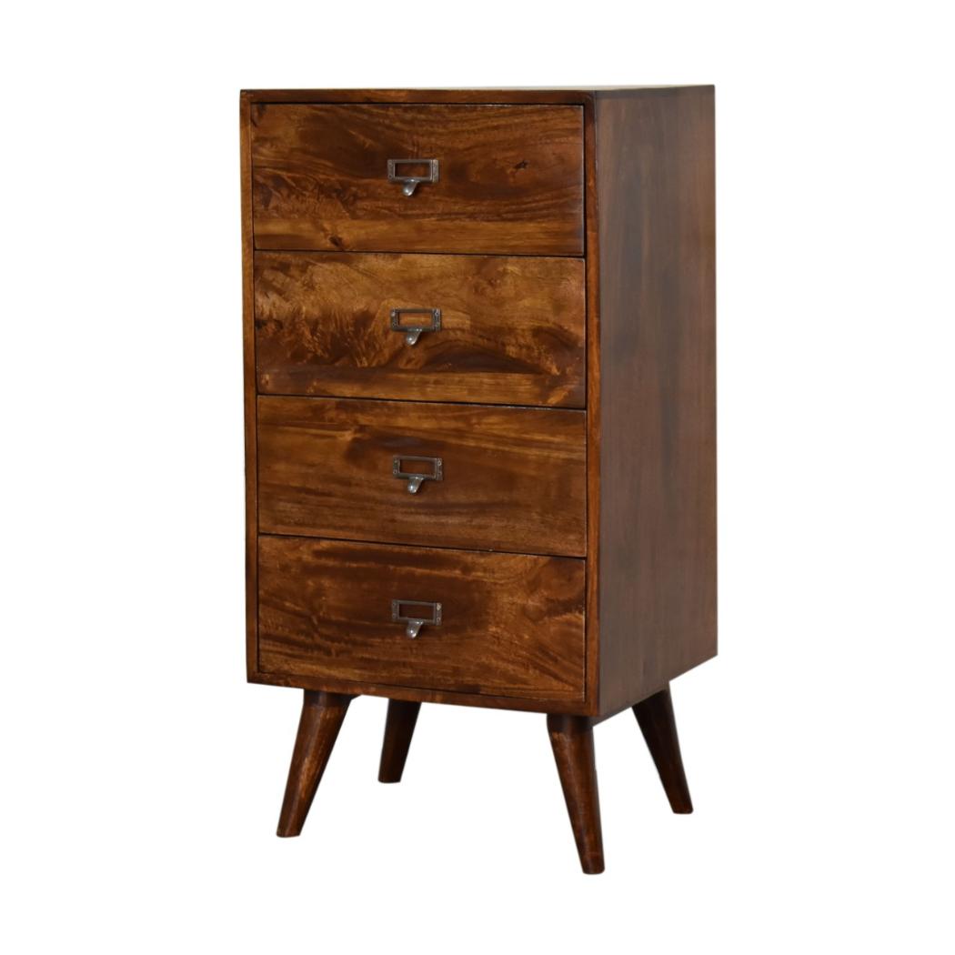 Archive Chestnut Filing Cabinet | Solid Mango Wood | Warm Timber Finish | Labelled Drawers