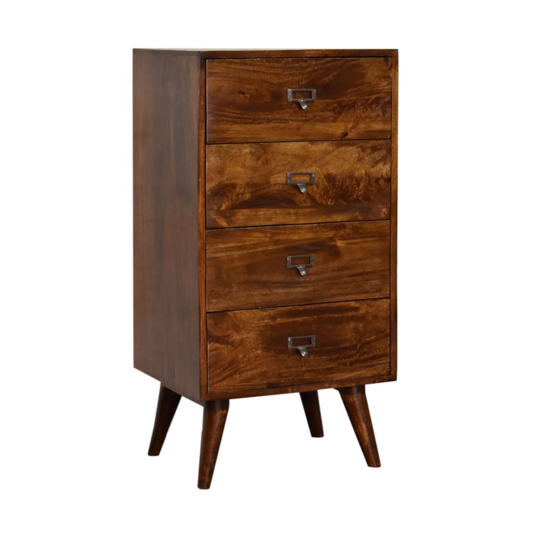 Archive Chestnut Filing Cabinet | Solid Mango Wood | Warm Timber Finish | Labelled Drawers