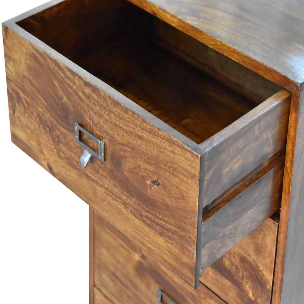 Archive Chestnut Filing Cabinet | Solid Mango Wood | Warm Timber Finish | Labelled Drawers