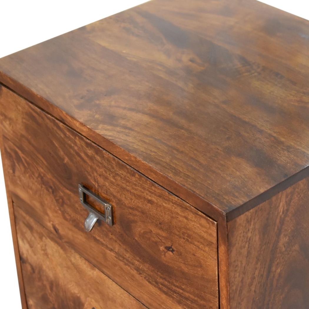 Archive Chestnut Filing Cabinet | Solid Mango Wood | Warm Timber Finish | Labelled Drawers