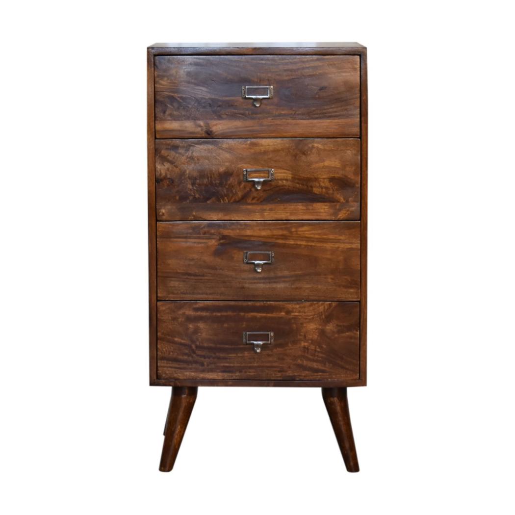 Archive Chestnut Filing Cabinet | Solid Mango Wood | Warm Timber Finish | Labelled Drawers