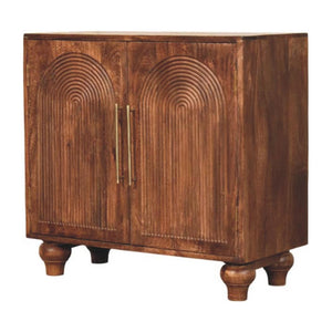 Arco Groove Sideboard | Solid Mango Wood | Roasted Almond Finish | 2 Door Storage Cabinet