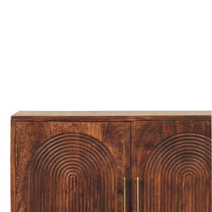 Arco Groove Sideboard | Solid Mango Wood | Roasted Almond Finish | 2 Door Storage Cabinet
