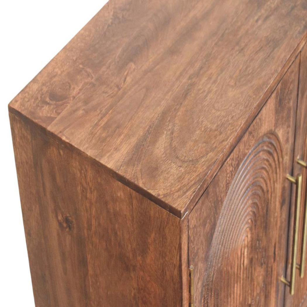 Arco Groove Sideboard | Solid Mango Wood | Roasted Almond Finish | 2 Door Storage Cabinet