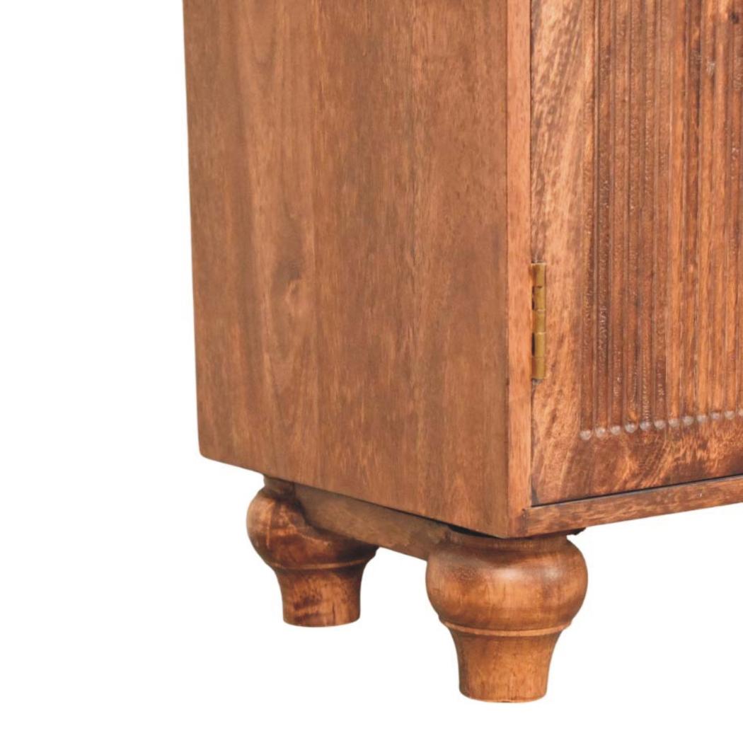Arco Groove Sideboard | Solid Mango Wood | Roasted Almond Finish | 2 Door Storage Cabinet