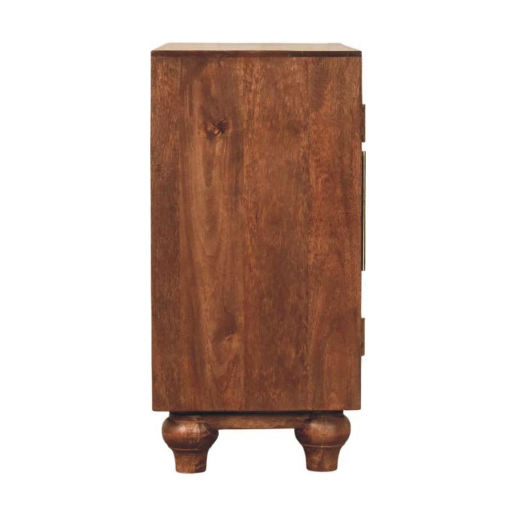 Arco Groove Sideboard | Solid Mango Wood | Roasted Almond Finish | 2 Door Storage Cabinet