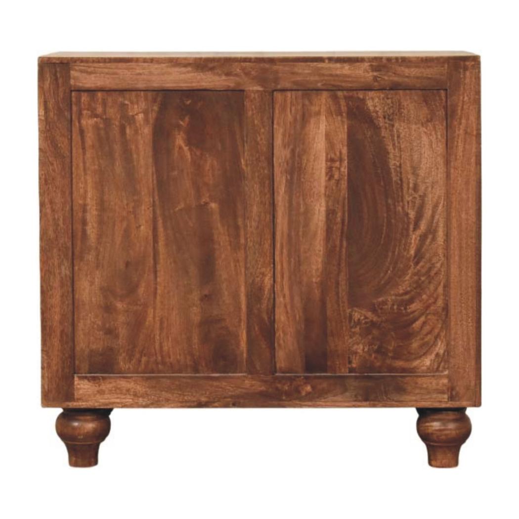 Arco Groove Sideboard | Solid Mango Wood | Roasted Almond Finish | 2 Door Storage Cabinet