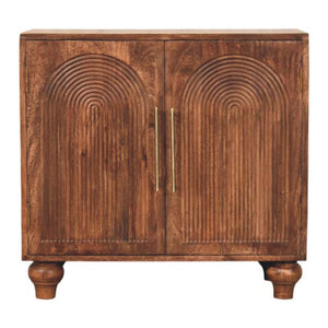 Arco Groove Sideboard | Solid Mango Wood | Roasted Almond Finish | 2 Door Storage Cabinet