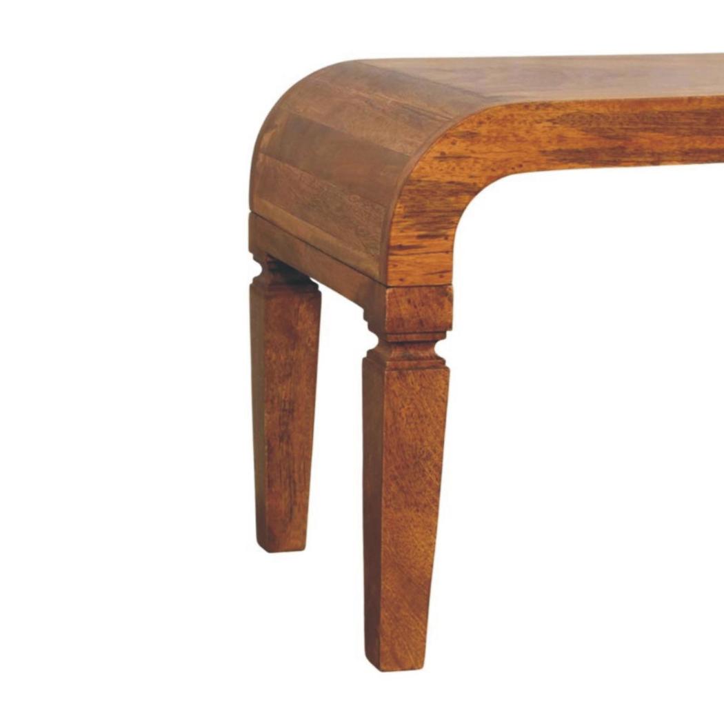 Arcus Coffee Table | Solid Mango Wood | Amber Oak Finish | Modern Living Room Coffee Table