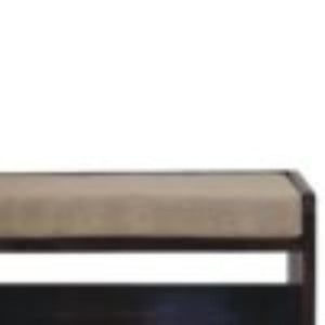 Arden Bedroom Bench | Solid Mango Wood | California Walnut Finish | Mud Linen Upholstered Seat