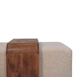 Arden Bench Duo | Solid Mango Wood | Honey Caramel Finish | Bouclé Upholstered Hallway Bench with Centre Table