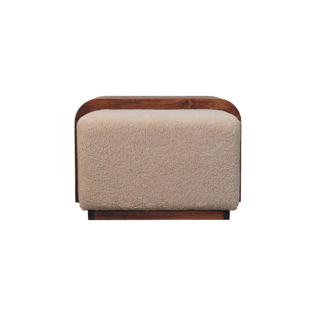 Arden Bench Duo | Solid Mango Wood | Honey Caramel Finish | Bouclé Upholstered Hallway Bench with Centre Table