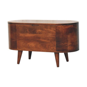 Arden Blanket Box | Solid Mango Wood | California Walnut Finish | Curved Wooden Storage Chest