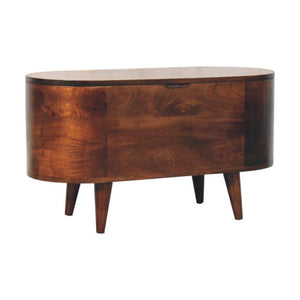 Arden Blanket Box | Solid Mango Wood | California Walnut Finish | Curved Wooden Storage Chest