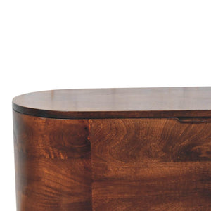 Arden Blanket Box | Solid Mango Wood | California Walnut Finish | Curved Wooden Storage Chest