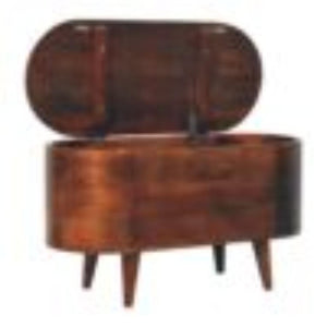 Arden Blanket Box | Solid Mango Wood | California Walnut Finish | Curved Wooden Storage Chest