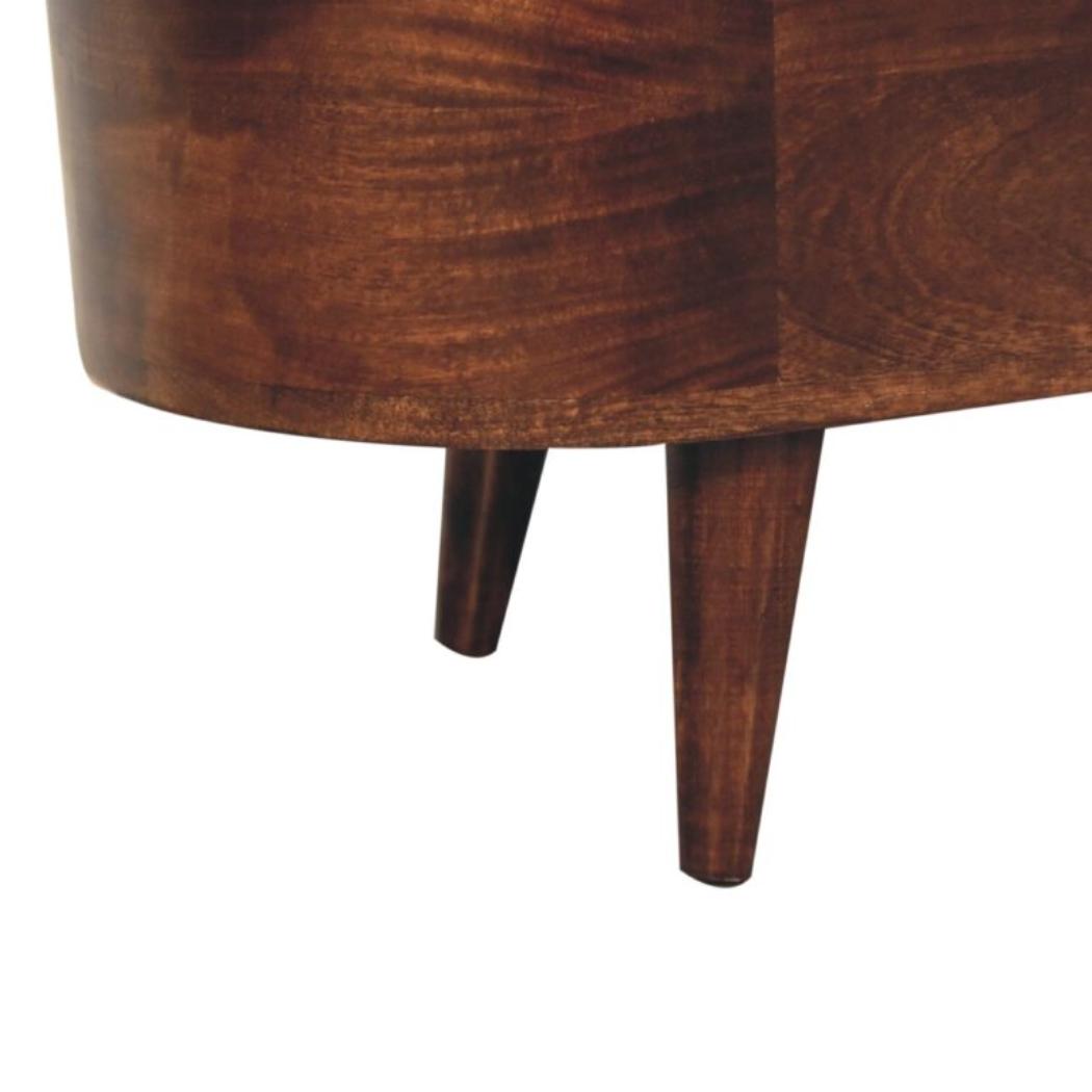 Arden Blanket Box | Solid Mango Wood | California Walnut Finish | Curved Wooden Storage Chest