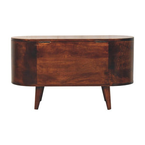 Arden Blanket Box | Solid Mango Wood | California Walnut Finish | Curved Wooden Storage Chest