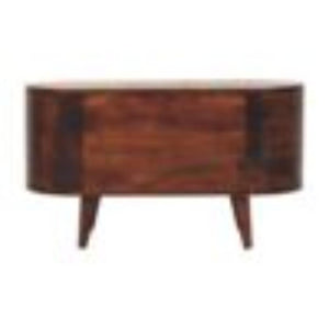 Arden Blanket Box | Solid Mango Wood | California Walnut Finish | Curved Wooden Storage Chest