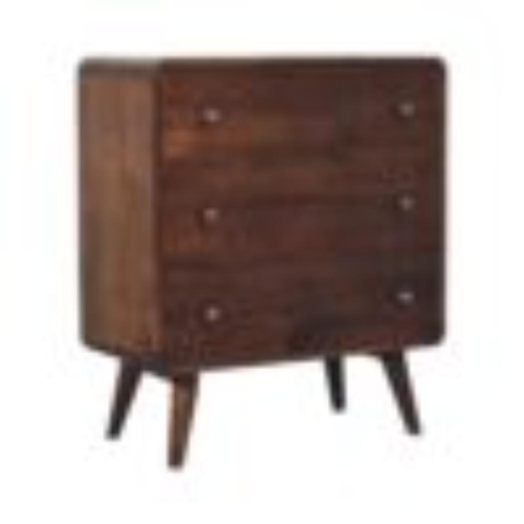 Arden Chest of Drawers | Solid Mango Wood | California Walnut Finish | 3 Drawer Storage Chest