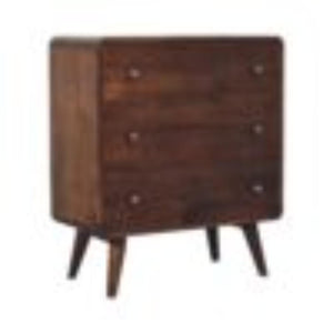 Arden Chest of Drawers | Solid Mango Wood | California Walnut Finish | 3 Drawer Storage Chest