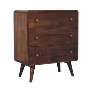 Arden Chest of Drawers | Solid Mango Wood | California Walnut Finish | 3 Drawer Storage Chest