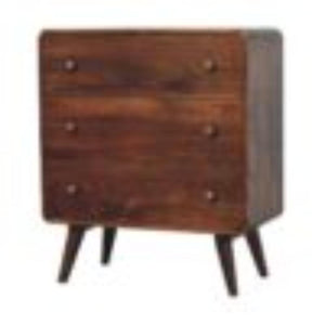 Arden Chest of Drawers | Solid Mango Wood | California Walnut Finish | 3 Drawer Storage Chest
