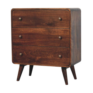 Arden Chest of Drawers | Solid Mango Wood | California Walnut Finish | 3 Drawer Storage Chest