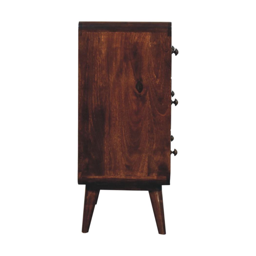 Arden Chest of Drawers | Solid Mango Wood | California Walnut Finish | 3 Drawer Storage Chest